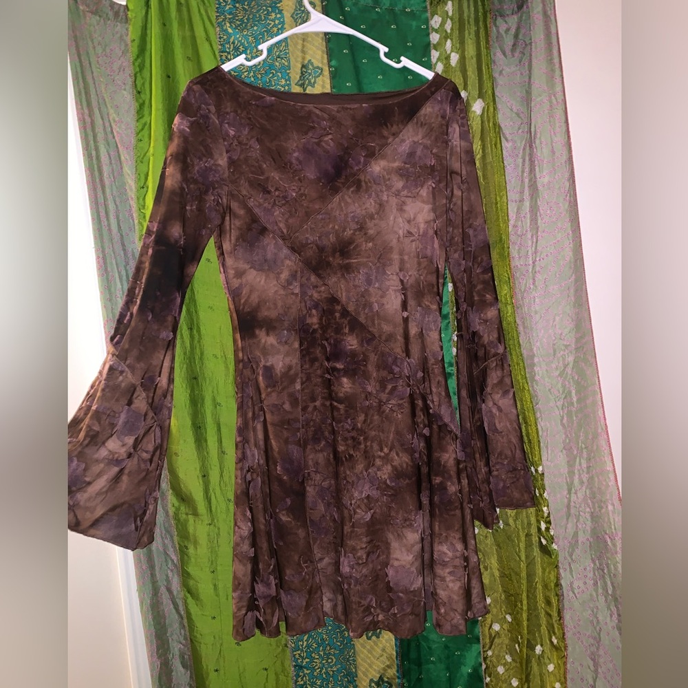Disturbia Brown and Purple Long Sleeve Dress